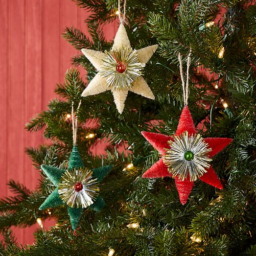 Modern Bottlebrush Star Ornaments | West Elm