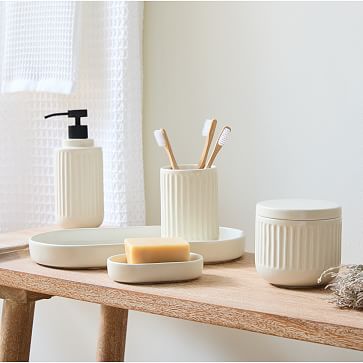 Ribbed Ceramic Soap Dispenser - For Light Sleepers