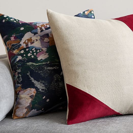 Cotton Linen & Velvet Corners Pillow Cover West Elm