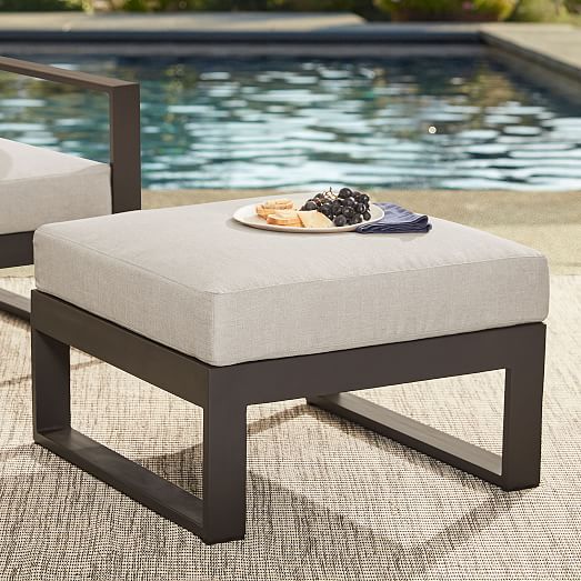Portside Aluminum Outdoor Ottoman | West Elm
