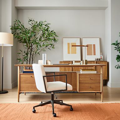 KAY4 Laminam® executive desk with shelves By Styloffice