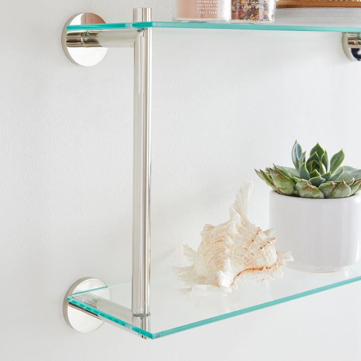 Modern Overhang Triple Glass Bathroom Shelf