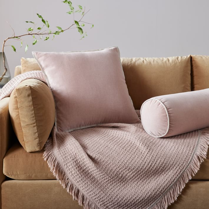 Classic Cotton Velvet Bolster Pillow West Elm