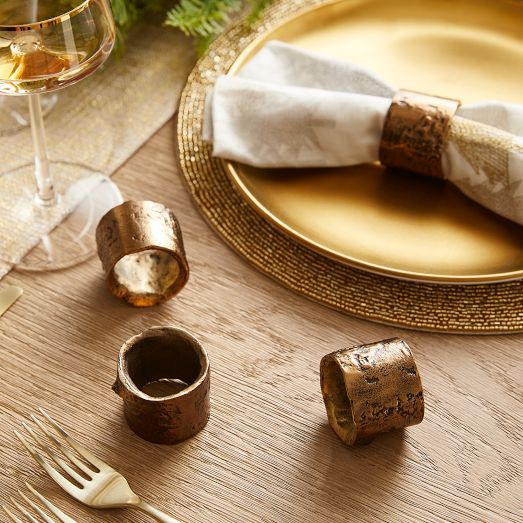 Brass Napkin Rings - Set of 2  Mulxiply and Campfire Pottery