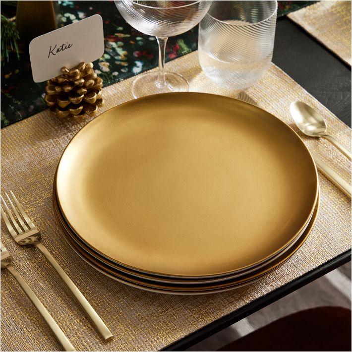 Pure Metallic Stoneware Dinner Plate Sets West Elm   Pure Metallic Stoneware Dinner Plate Sets O 