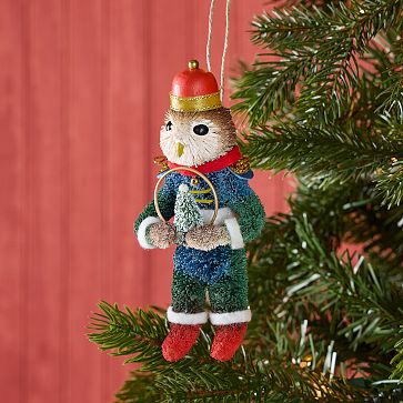 Dapper Animal Bottlebrush Ornaments | West Elm