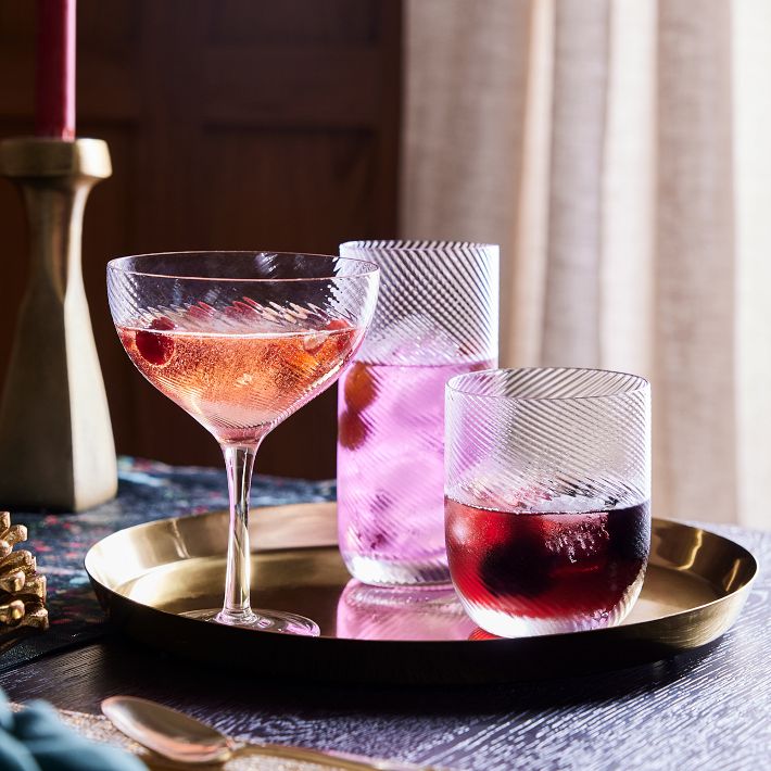 13 oz. Vintage Textured Pink Drinking Glasses (Set of 6)