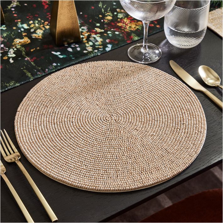 Wood Beaded Linens Placemats (Set of 4)