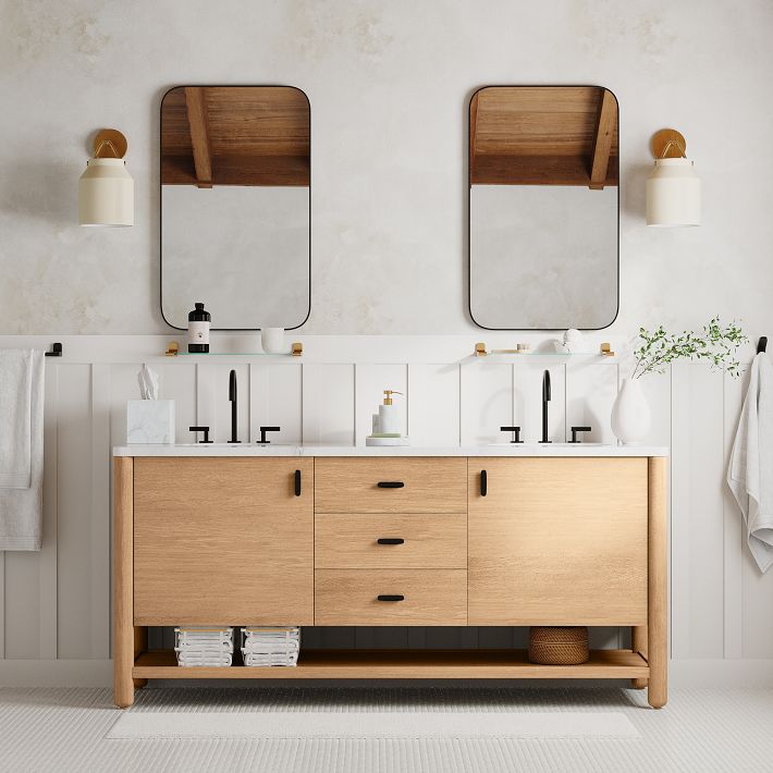 Queen 72 Sonoma White Wall Mount Double Sink Modern Bathroom Vanity