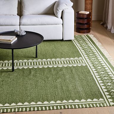 Area Rug 7'x 9' Machine Washable Modern Indoor Plush Carpet for Home Decor,  Easy-Cleaning, for Bedroom, Kitchen, Living Room, Non Shedding, Green Gold
