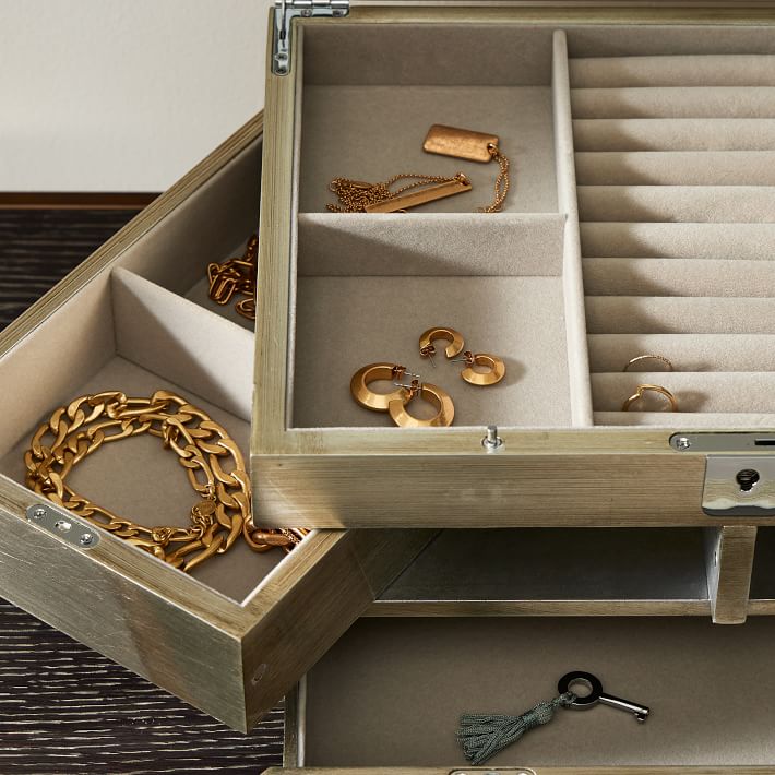 Grand Antique Silver Lacquer Jewelry Box
