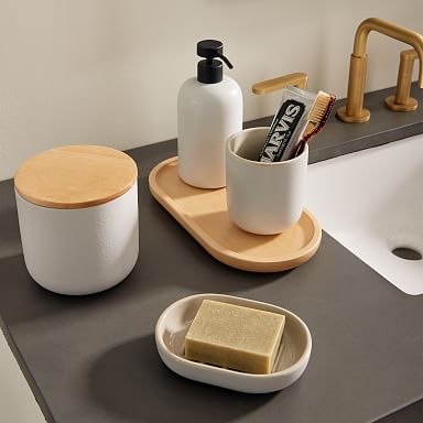 Resin & Wood Bathroom Accessories Set