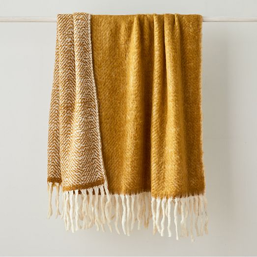 Brushed Herringbone Throw West Elm