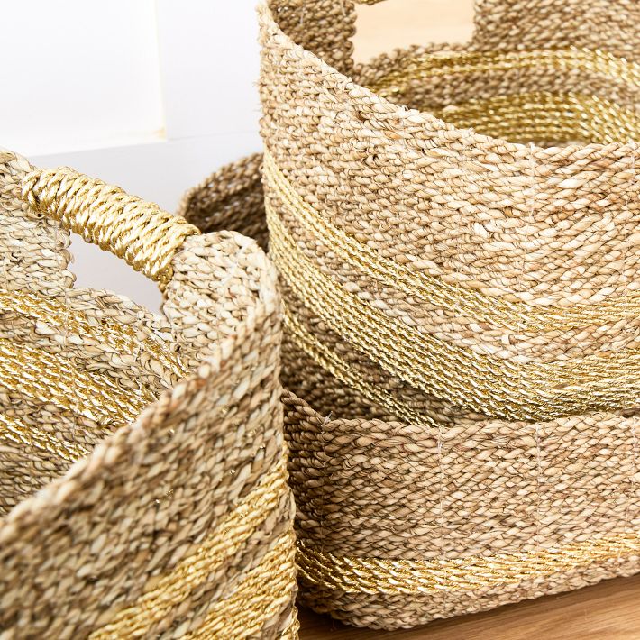 Metallic Woven Underbed Baskets | West Elm