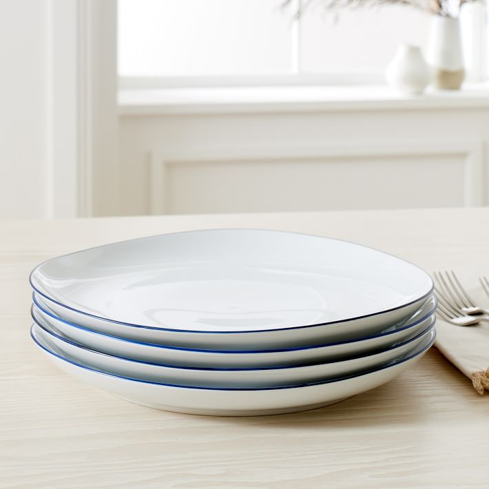 Organic Rimmed Porcelain Dinner Plate True Blue West Elm