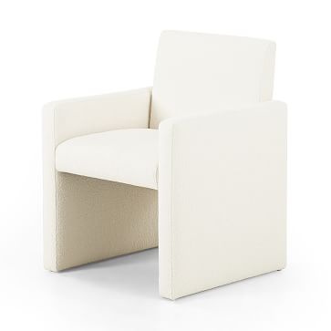 Lofted Boucle Upholstered Dining Arm Chair | West Elm
