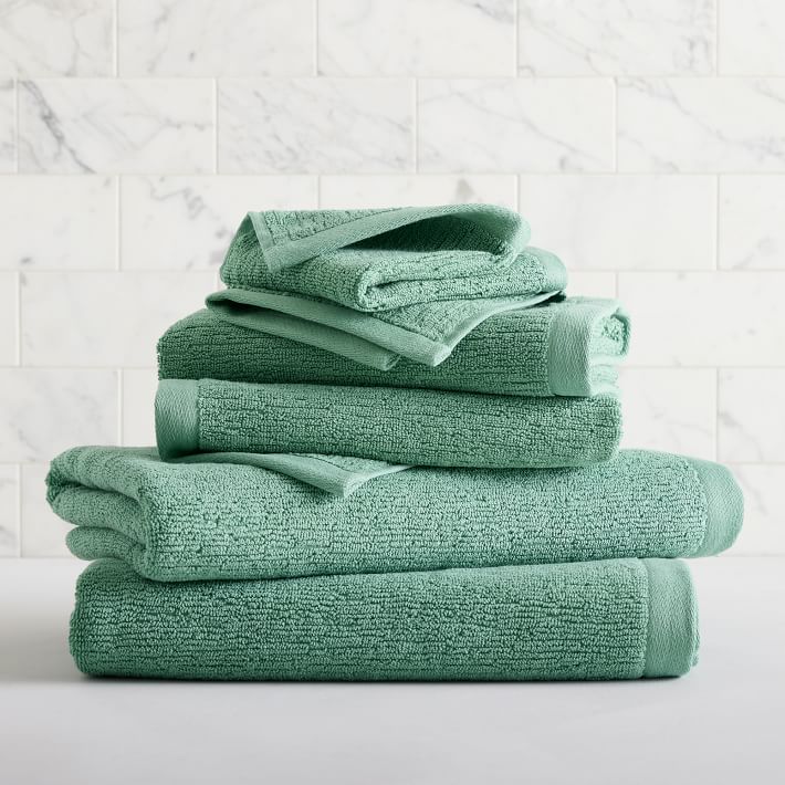 Everyday Textured Towels, Peacock, Set of 6