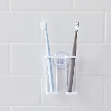 Suction Cup Toothbrush Holder,White Bathroom Kitchen Wall Mounted