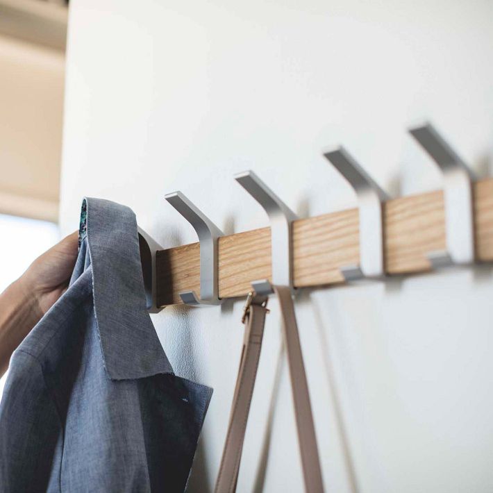 Wall-Mounted Coat Rack - Steel + Wood - Yamazaki Home