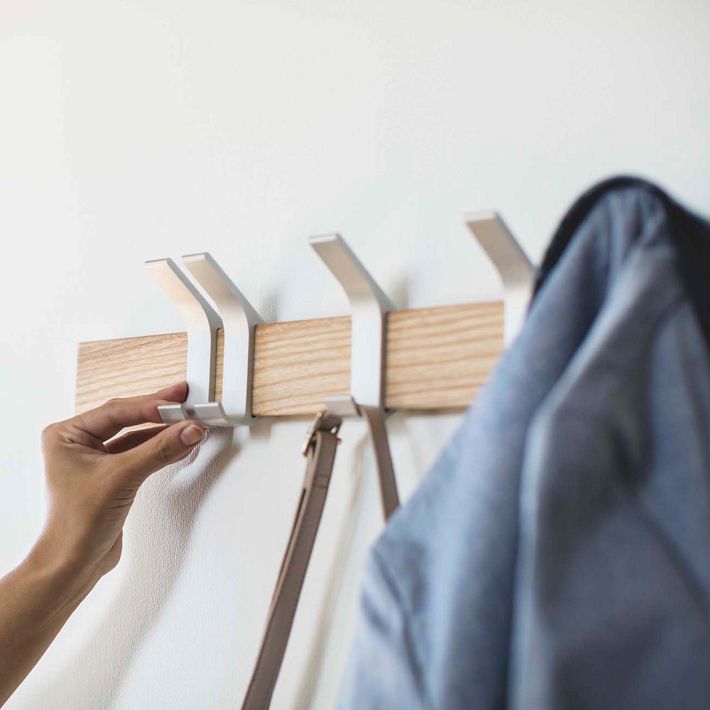 Wall-Mounted Coat Rack - Steel + Wood - Yamazaki Home