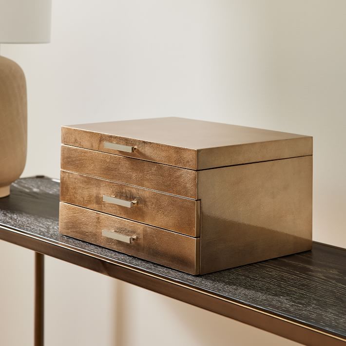 Mid-Century Champagne Lacquer Jewelry Boxes