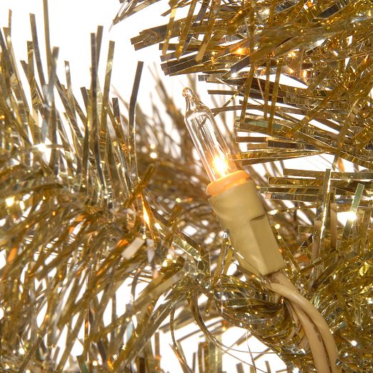 PreLit Faux Champagne Tinsel Christmas Tree West Elm