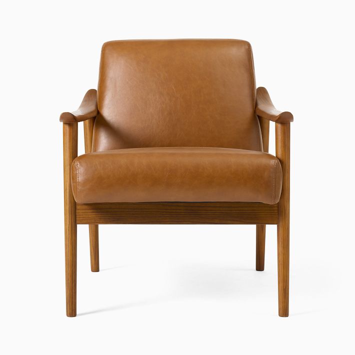 West elm black online leather chair