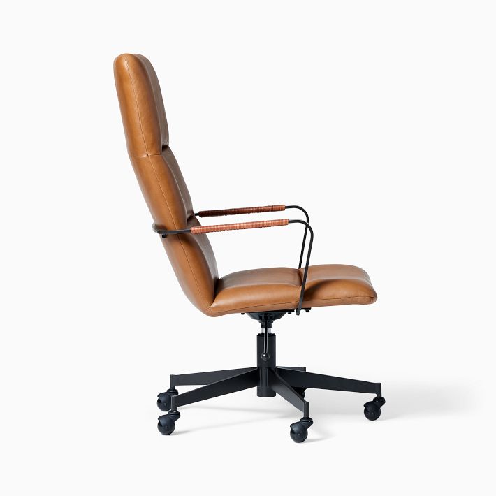 Cooper MidCentury HighBack Leather Swivel Office Chair West Elm