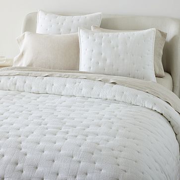 European Flax Linen Waffle Quilt & Shams | West Elm