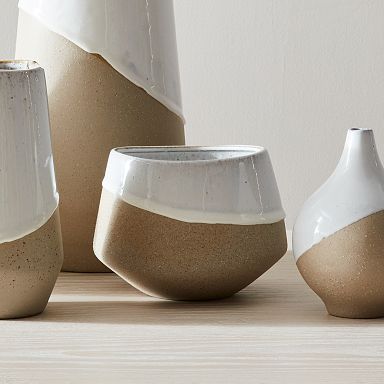 Half-Dipped White Stoneware Vases