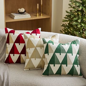Crewel Colorblock Trees Pillow Cover West Elm