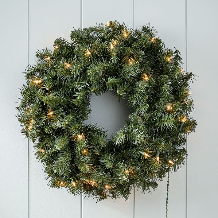 LED Light-Up Canadian Pine Wreath | West Elm