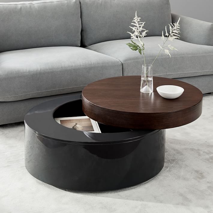 Stacked Disk Storage Coffee Table - Walnut/Anthracite
