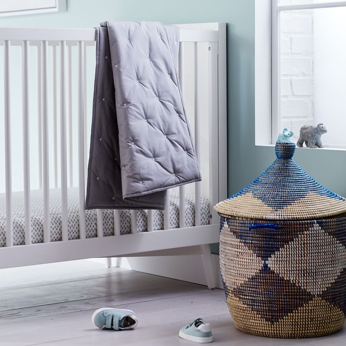 Washed Cotton Toddler Quilt Platinum, Baby Bedding West Elm