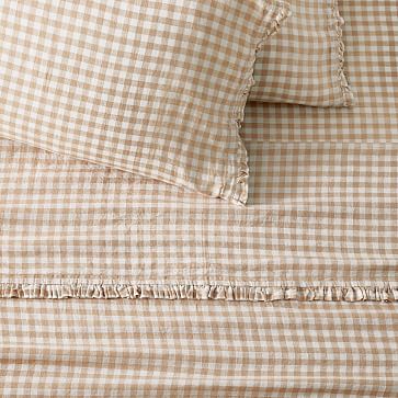 Linen Sheet Set in Natural Gingham. Linen Bed Sheets. Fitted Sheet, Flat  Sheet, Two Pillowcases. Twin, Queen, King, Custom Sizes 