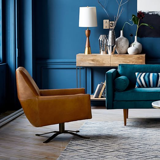 Lucas Leather Swivel Chair | West Elm