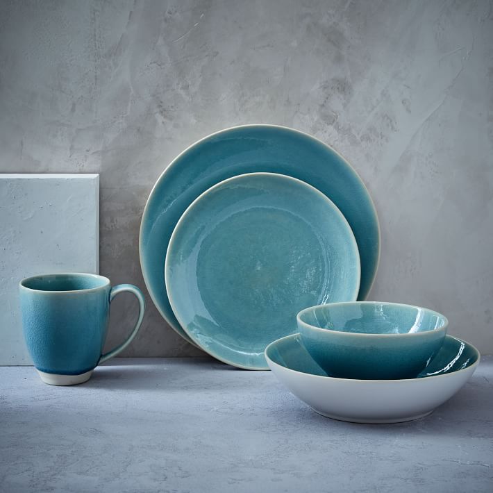 Alta Crackle Glaze Dinnerware Set - Turquoise