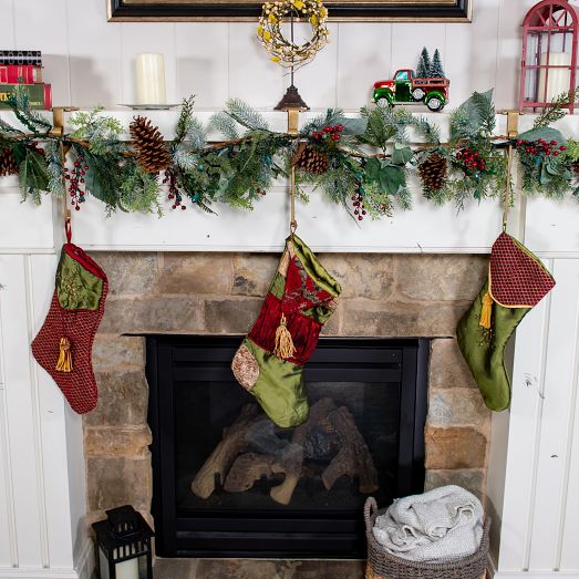Mantel Garland & Christmas Stocking Holder (Set of 3) Gold West Elm