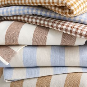 Cotton Bath Towel With Blue Stripes - Bolé Road Textiles