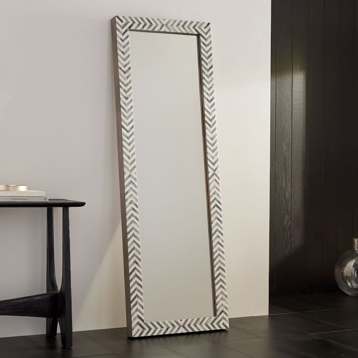Parsons Gray Herringbone Floor Mirror - 24&quot;W x 72&quot;H