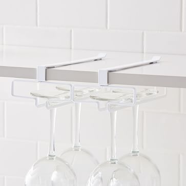 Under Shelf Wine Glass Rack Kitchen Storage Solutions West Elm