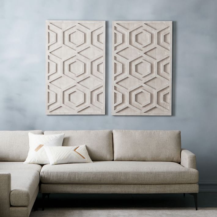 Graphic Wood Hexagon Dimensional Wall Art