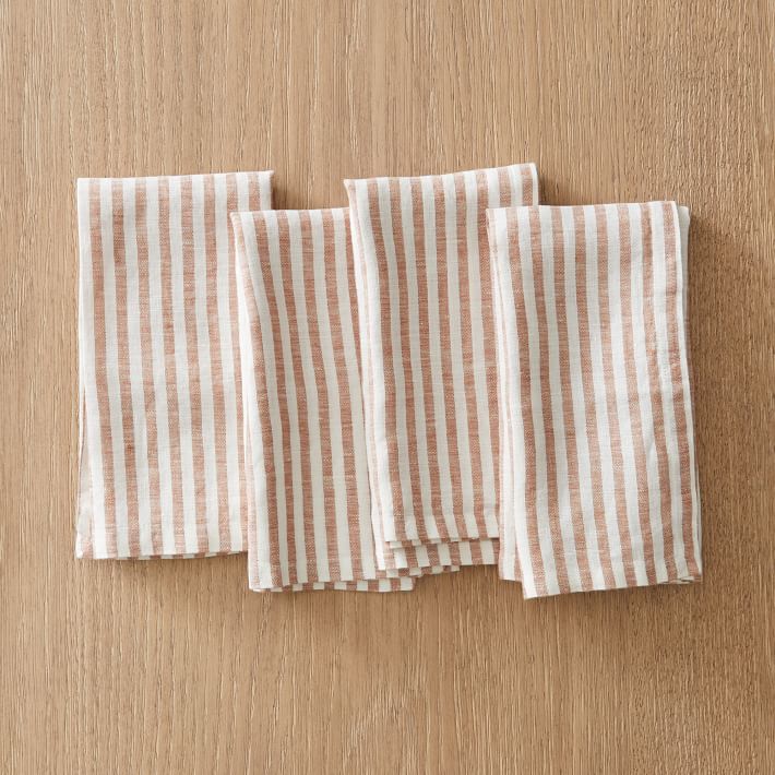 European Linen Stripe Napkin Sets West Elm