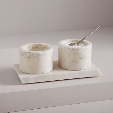 Sandstone and Marble Salt Cellar Set