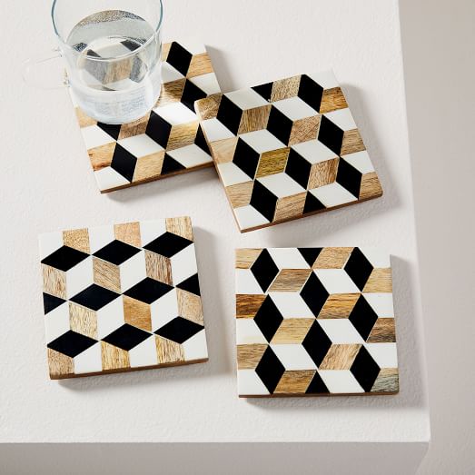 Wood & Resin Coasters (Set of 4) West Elm