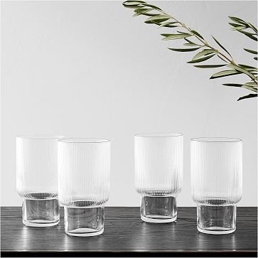 D) Highball Tumbler Drinking Glasses Set of 16 Tall and Short for Wat