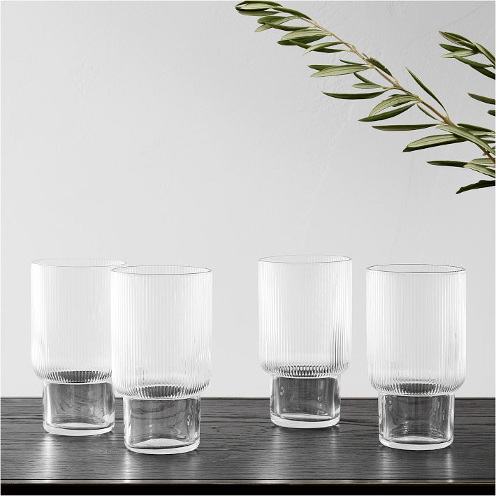 Tall Glass Fluted Glassware Set of 8