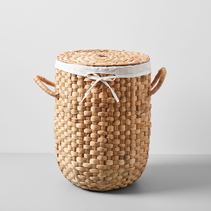Rounded Weave Rattan Hamper - Small