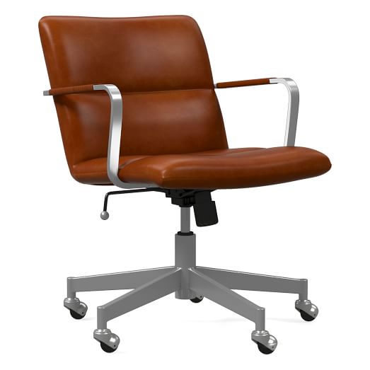 Cooper MidCentury Leather Swivel Office Chair West Elm