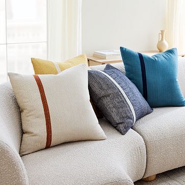 Natural Linen and Black Chenille Stripe Throw Pillow Cover